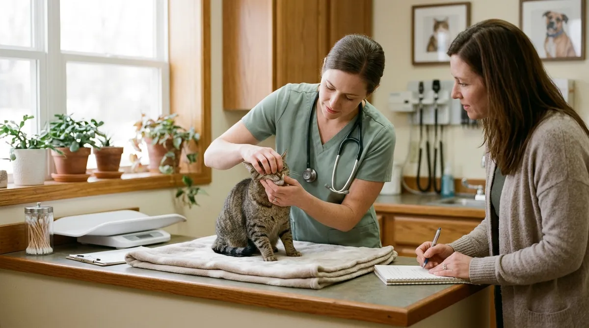 At the clinic, the owner's notes help the vet find the cause faster