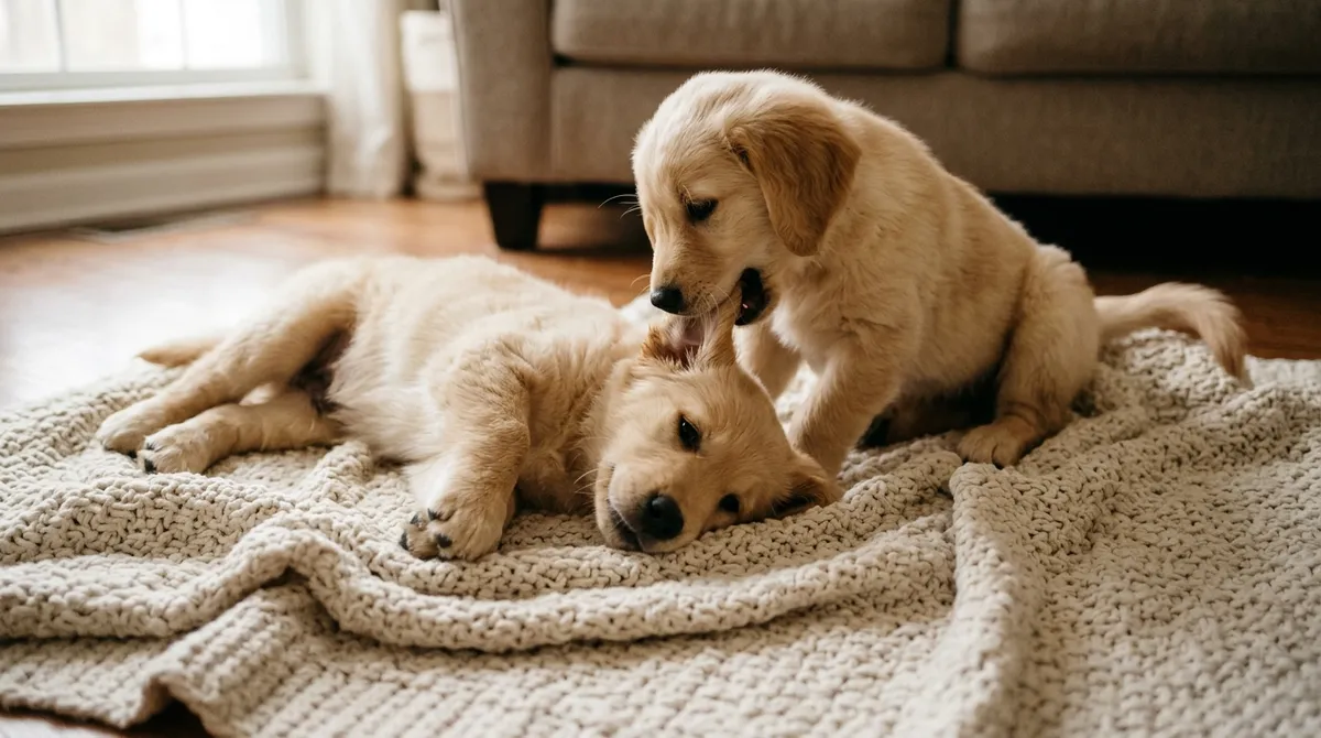 Among littermates, a puppy learns that a hard bite ends the game