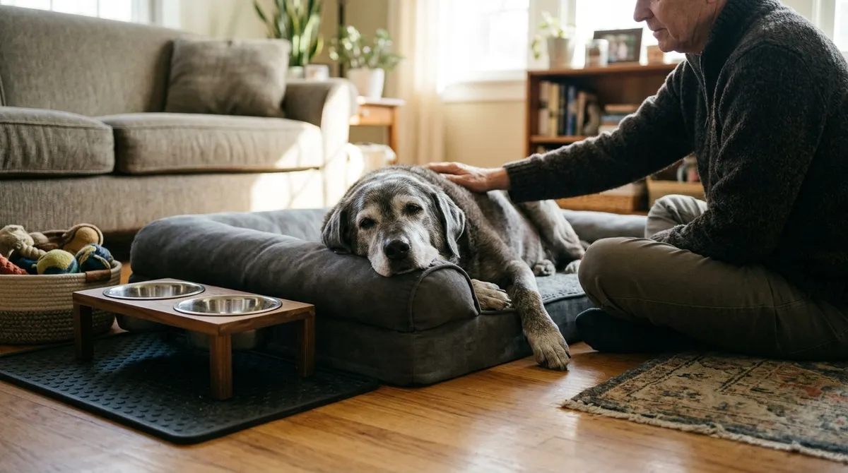 In a senior dog, eating a little less can be normal; stopping eating is not