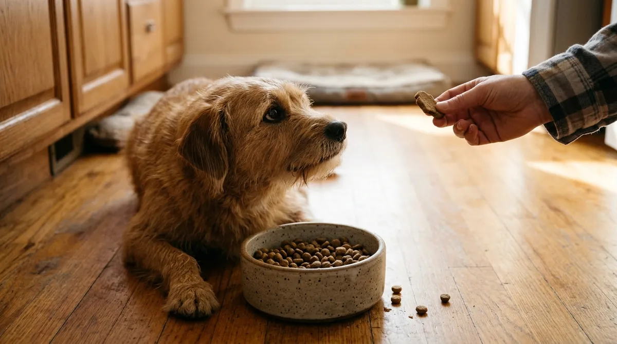 Refuses his food but takes treats? In a dog who has always eaten well, this change can be a sign of illness