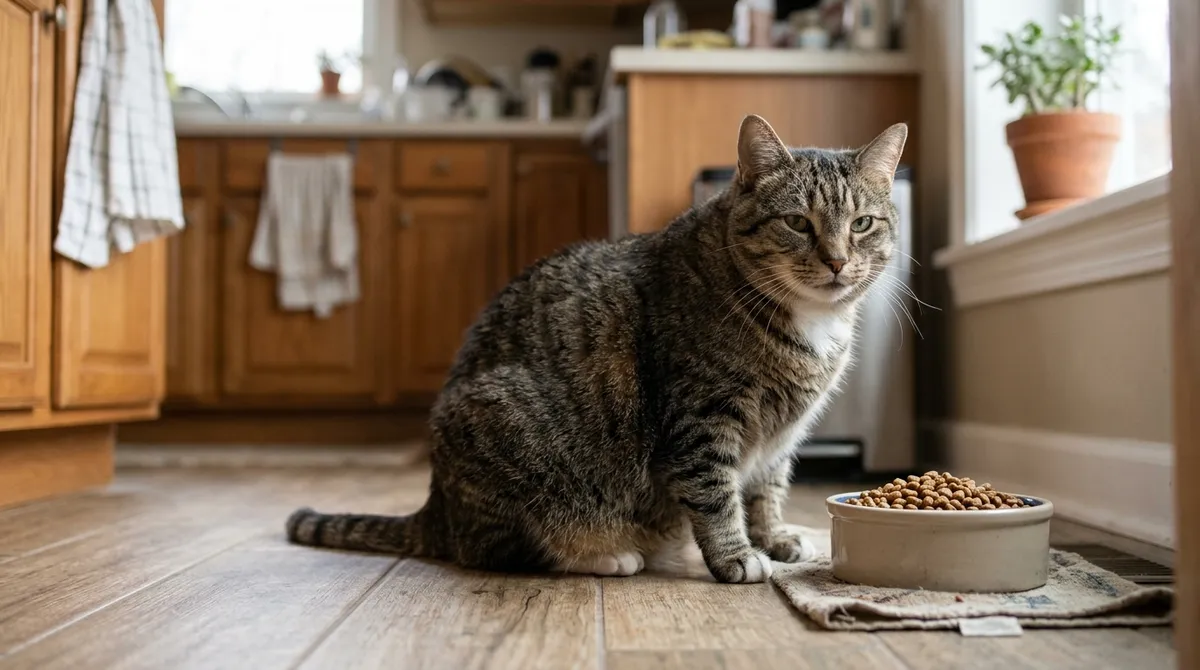 A fat cat loses weight slowly, with a plan from the vet, and never through hunger