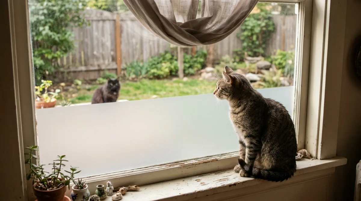 An outside cat prowling around the window or the cat door weighs more than many people imagine