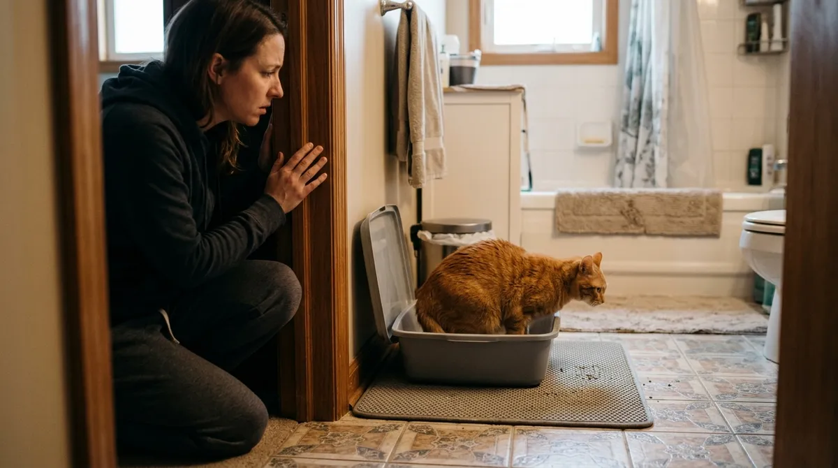 Trip after trip to the litter box, straining and almost nothing coming out: in a male cat, that's an emergency