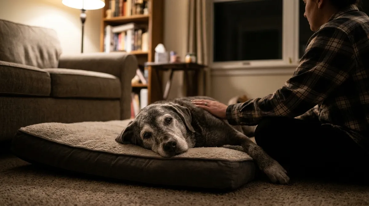In the senior dog who has started crying in the middle of the night, the first step is a full exam