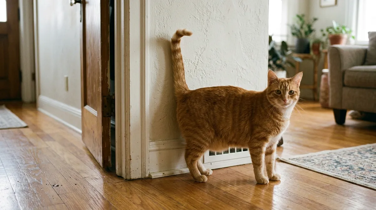 Back to the wall and tail up: the typical spraying posture
